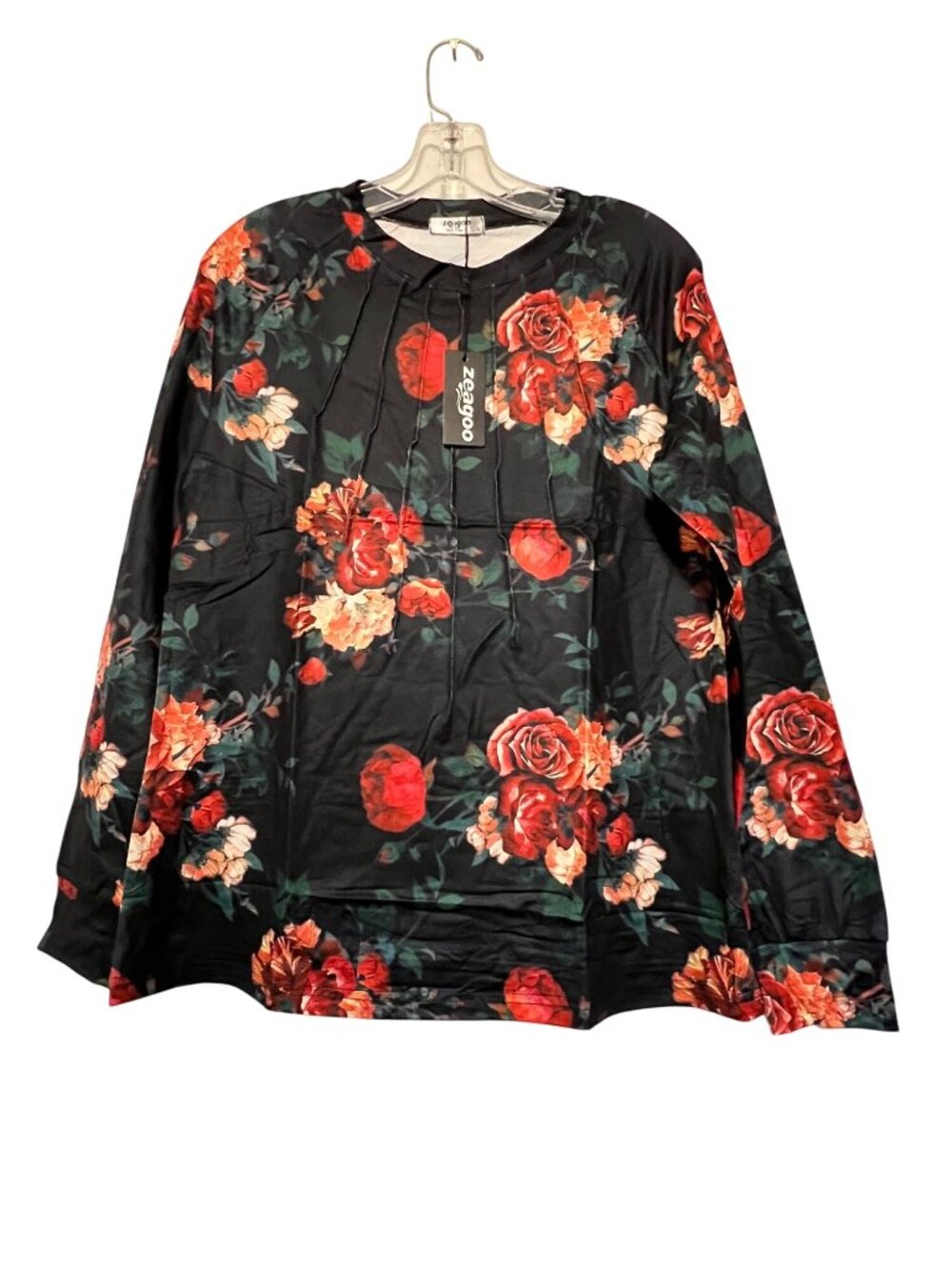Zeagoo Fall Womens Floral Long Sleeve Top Loose Fit Casual Dressy  Size Small